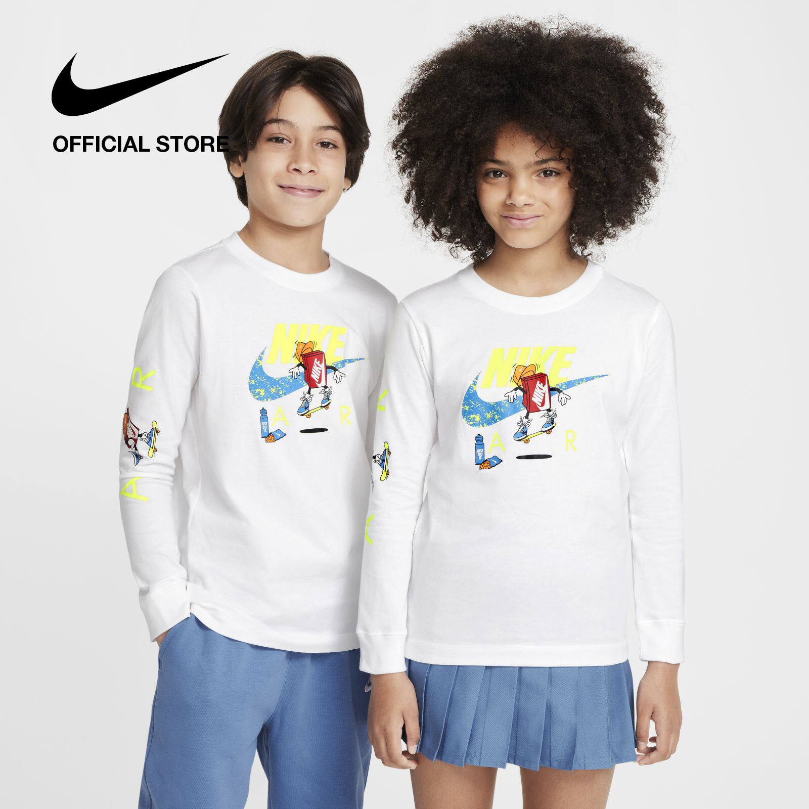 Áo Thun Tay Dài Nike Kids Sportswear Big Kids Grade School Long-Sleeve T-Shirt - White