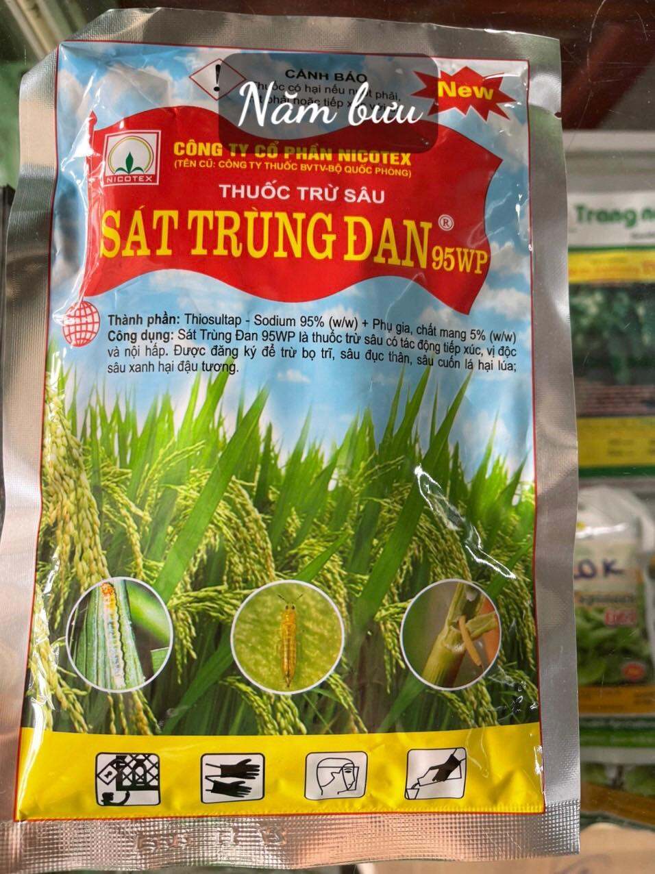 Thuốc trừ sâu SÁT TRÙNG ĐAN 95WP - 100gr (Sattrungdan) - Nicotex-Thiosultap sodium 95%- sâu đục thân, cuốn lá- Năm bưu