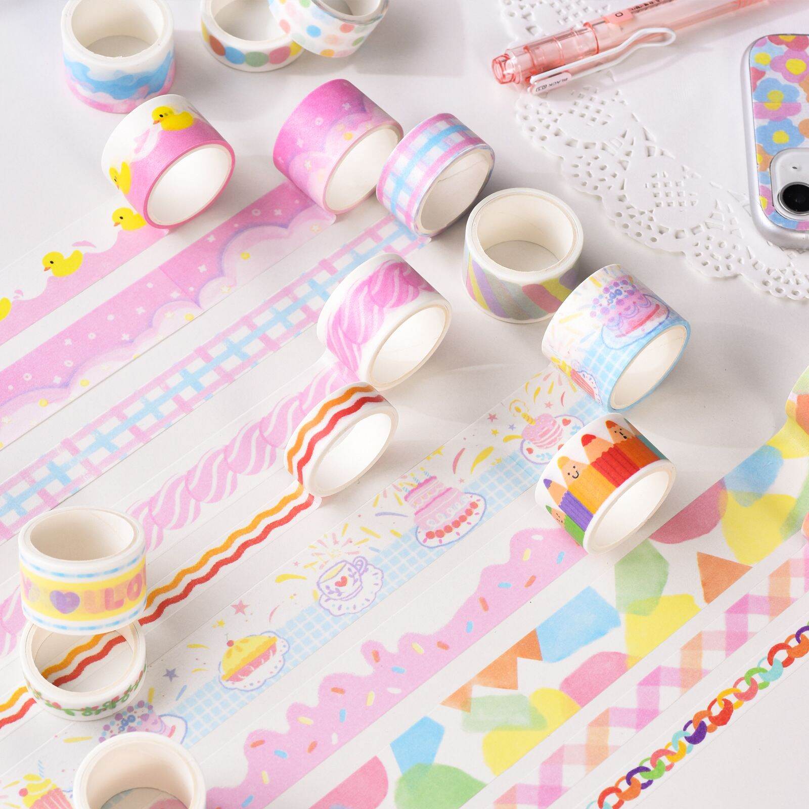 Set 20 cuộn washi nhiều kích thước