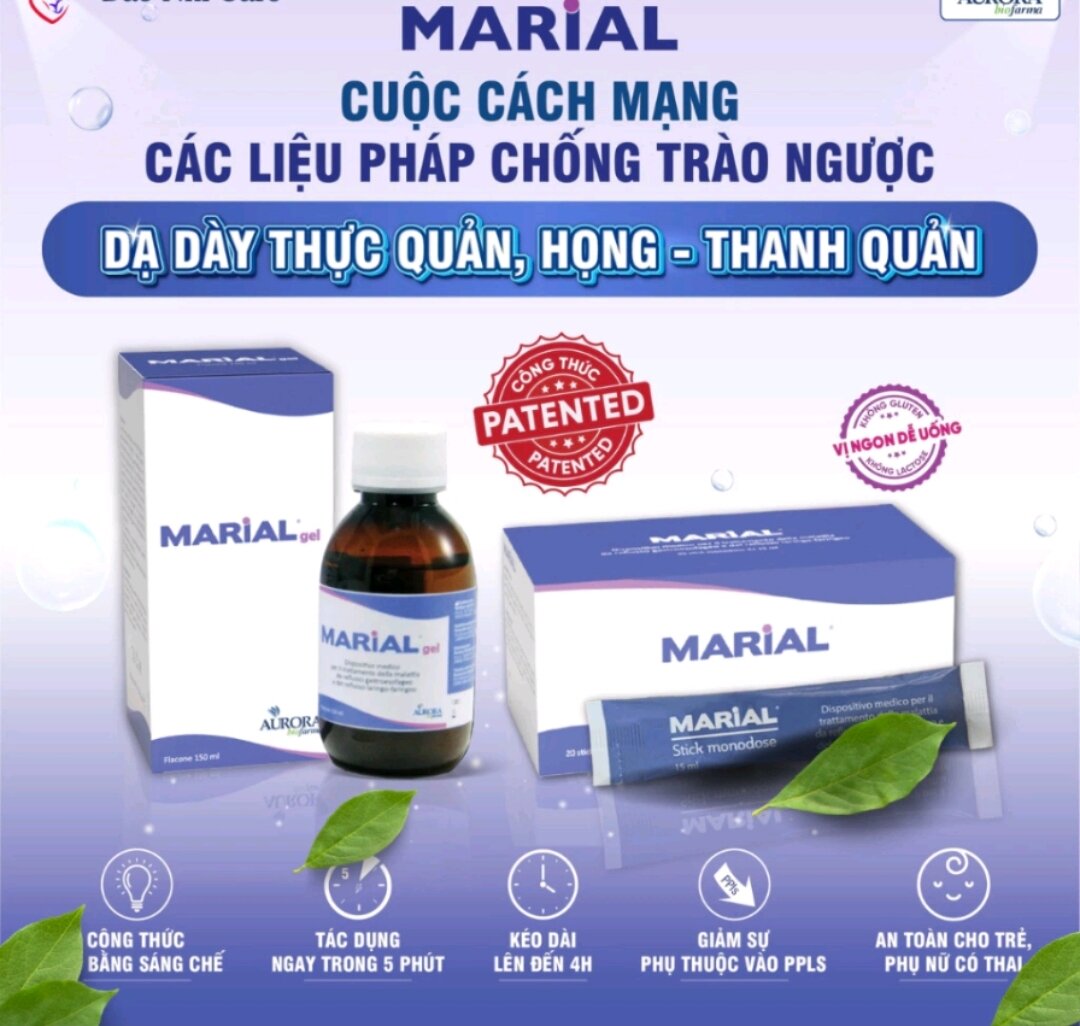 Bộ đôi Marial Gel - chống trào ngược dạ dày thực quản,họng thanh quản,bảo vệ phục hồi tái tạo niêm mạc bị tổn thương
