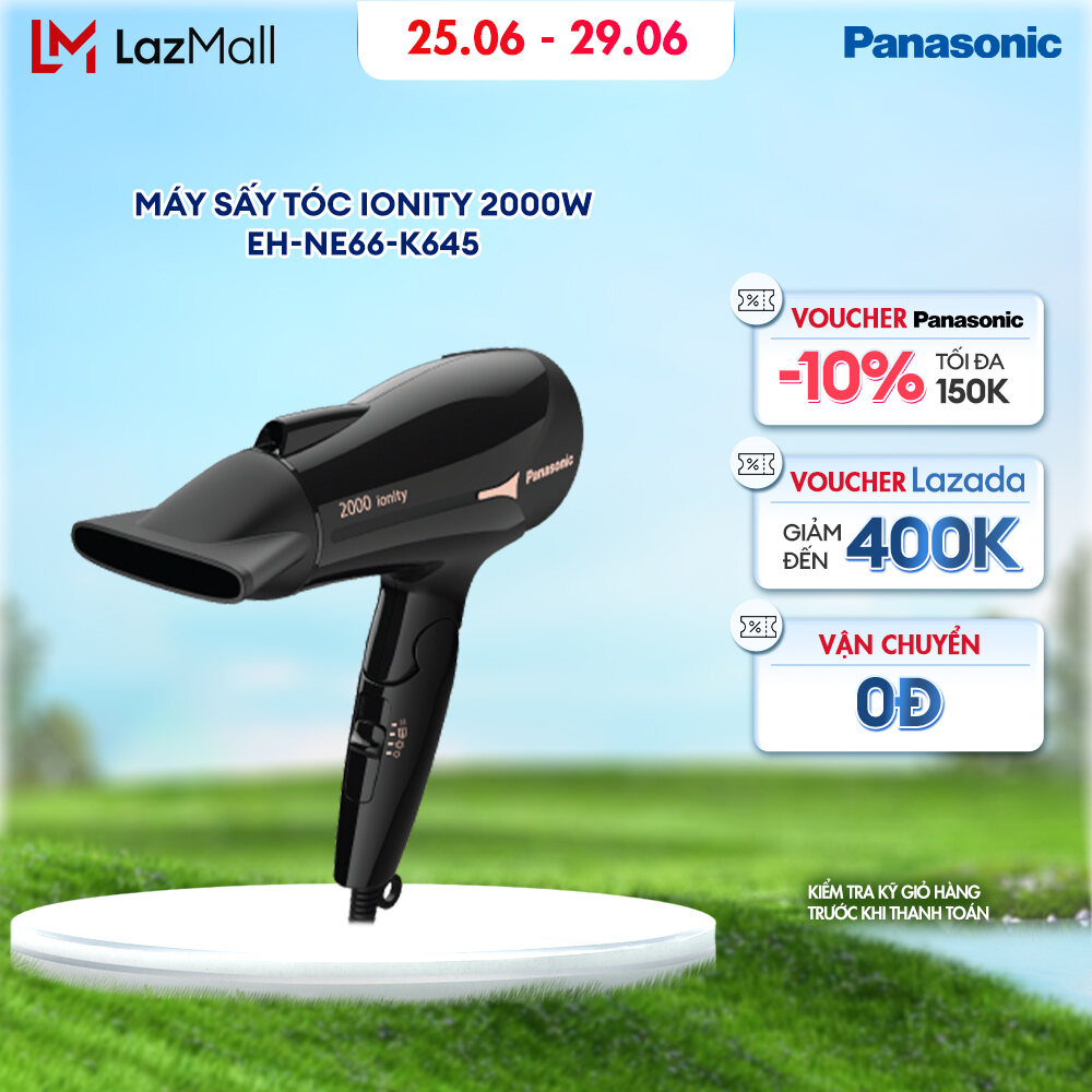 [Duy nhất 25.6 voucher LAZADA 400K]Máy Sấy Tóc Ionity Panasonic EH-NE66-K645 - Sấy Ion Bảo Vệ Tóc Tăng Độ Bóng Mượt - Tay Cầm Gấp Tiện Lợi - Bảo Hành 12 Tháng - Hàng Chính Hãng