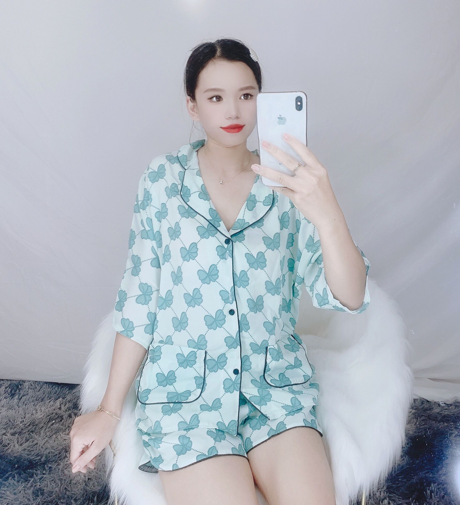 Đồ bộ Pyjama lụa Mango, chất lụa loại 1, mềm mịn, mát, không nhăn