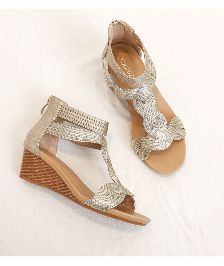 Giày sandal đế xuồng nữ đi biển ,da cao cấp, đế chống trơn, êm chân, tôn dáng phong cách chiến binh La Mã sang chảnh