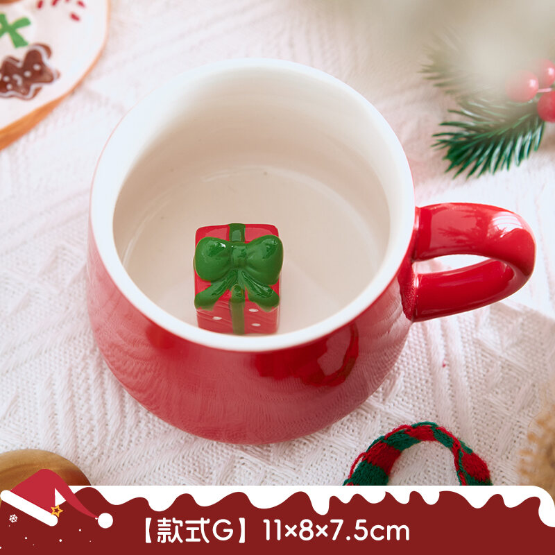 Cốc Gốm Đánh Dấu 3D Hoạt Hình Đáng Yêu Gấu Nhỏ Giáng Sinh Cốc Ăn Sáng Cốc Cà Phê Quà Tặng Nữ Đồ Trang Trí Giáng Sinh