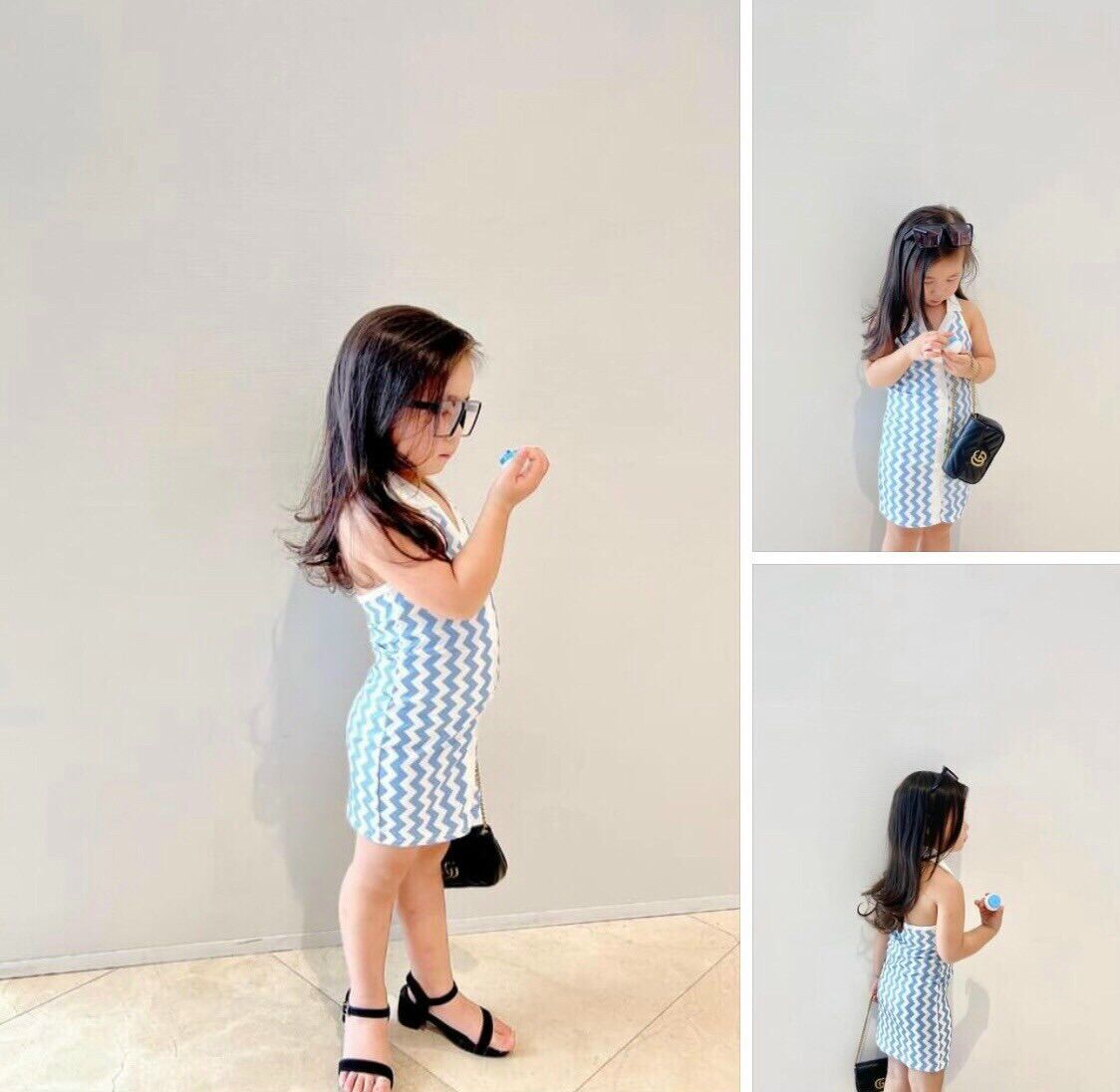 Đầm body cổ sơ mi cho bé