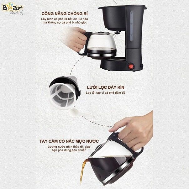 Máy pha cà phê mini tự động BEAR  pha Espresso cafe rang xay nguyên chất cao cấp
