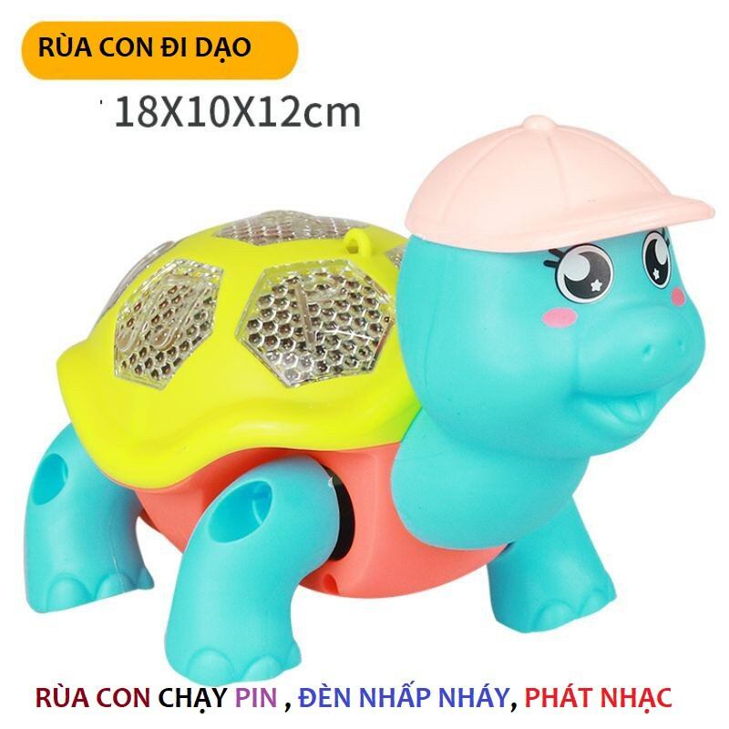 Đồ chơi rùa chạy pin , có nhạc và đèn phát sáng , đồ chơi cho bé vui nhộn