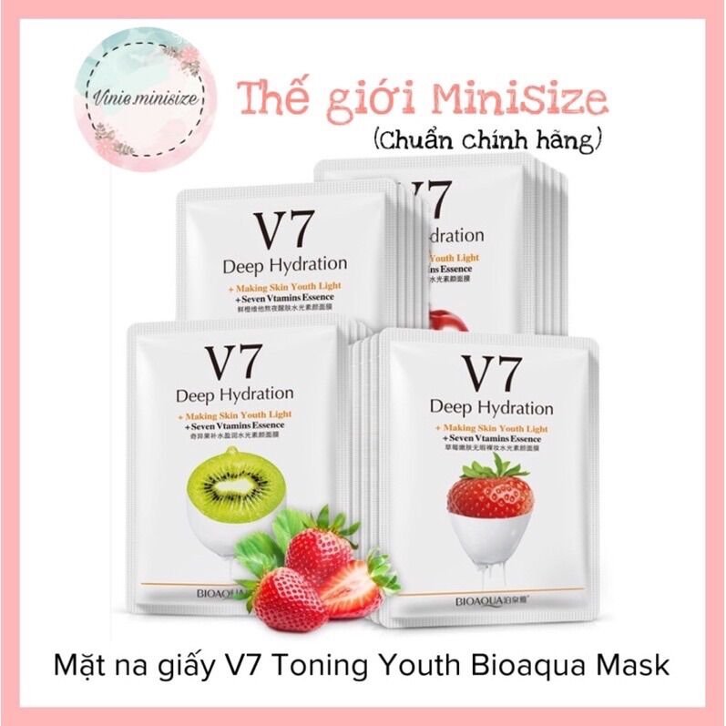 Mặt na giấy V7 dưỡng trắng da cấp ẩm Toning Youth V7 Bioaqua Mask | Vinie.minisize