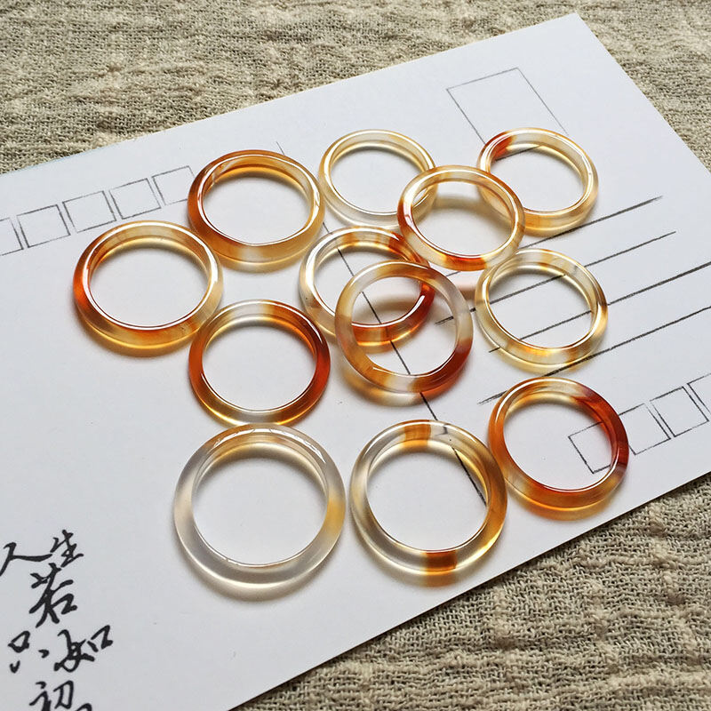 Nhẫn Đá Mã Não Tự Nhiên Phong Cách Cặp Đôi Nhẫn Đuôi Mịn Đá Ngọc Lục Bảo Cho Nam Và Nữ Thiết Kế Ban Đầu