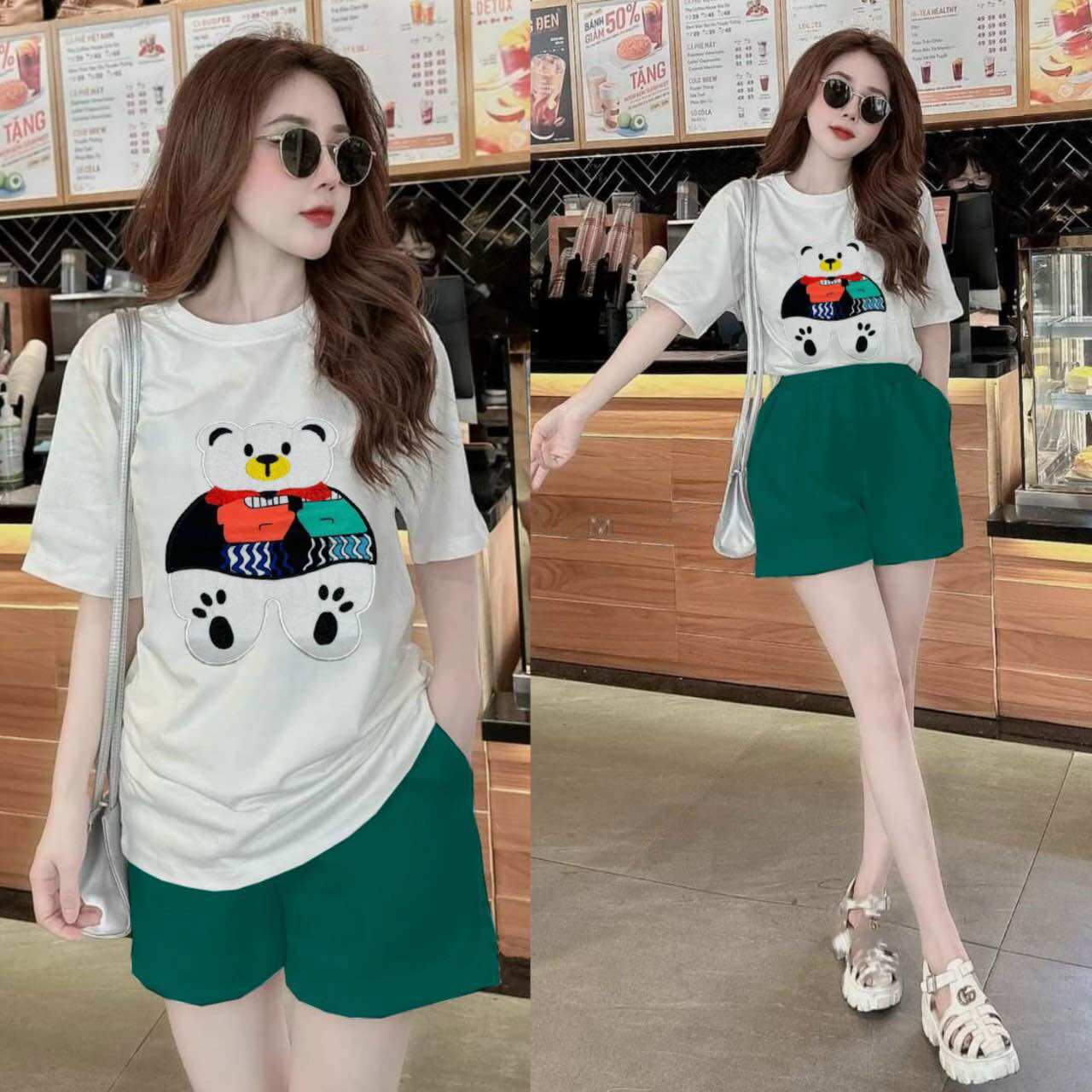 SÉT BỘ SHORT COTTON THÊU CAO CẤP