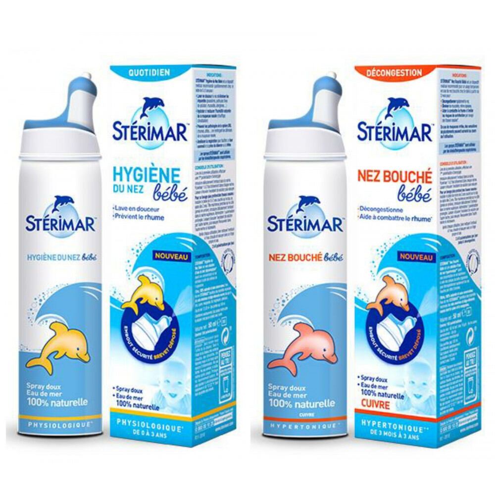 Xịt muối mũi Sterimar nước biển sâu - xịt mũi cá heo vàng, cam Sterimar pháp 100ml