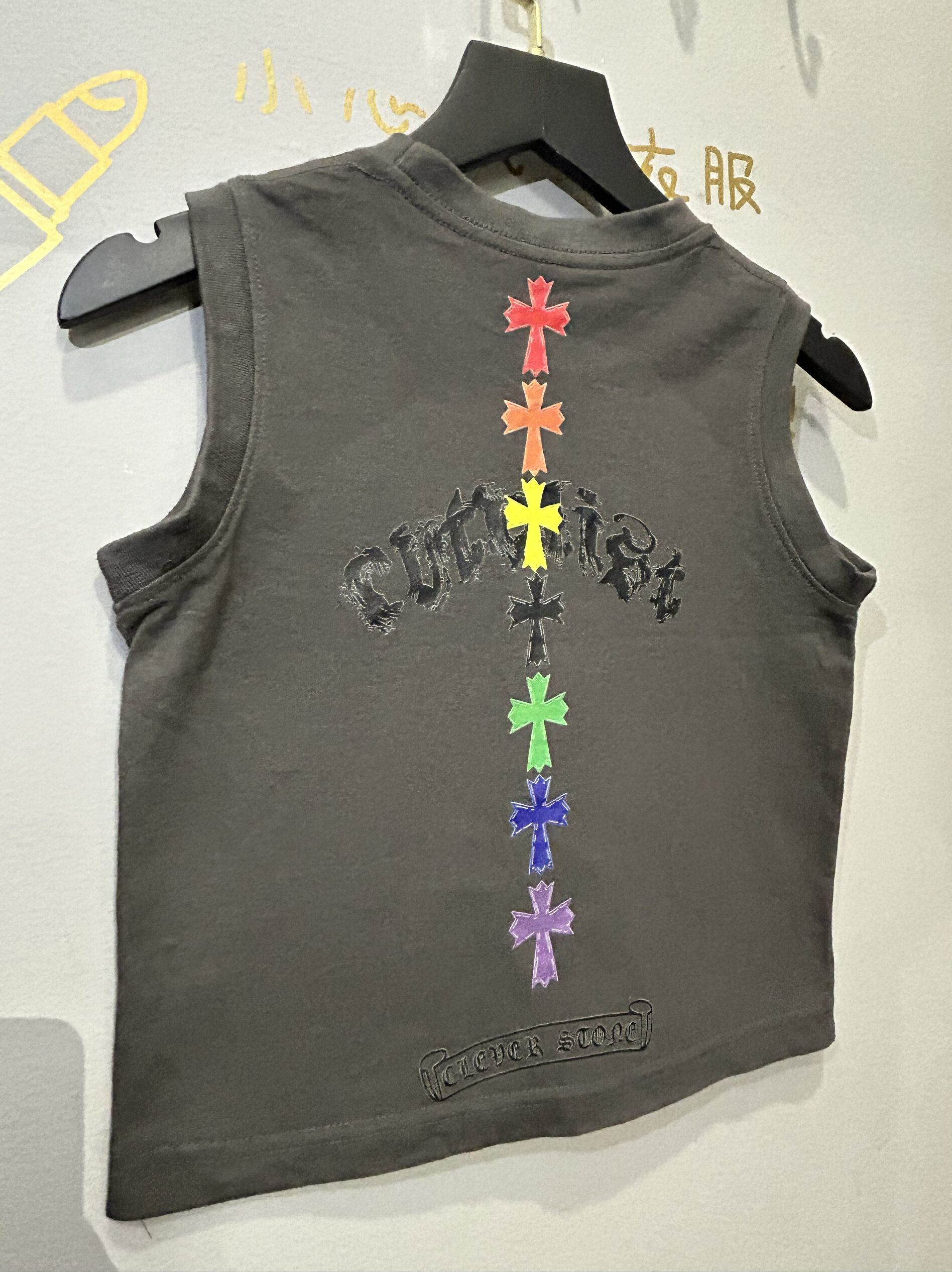 Unisex Cộc Tay, Không Tay Áo Thun Thoáng Khí Mùa Hè Phong Cách Hàn Quốc Mới梵文cross Em Bé Đa Năng Vai Rộng Rãi Áo Hai Dây Dành Cho Bé Trai Và Bé Gái