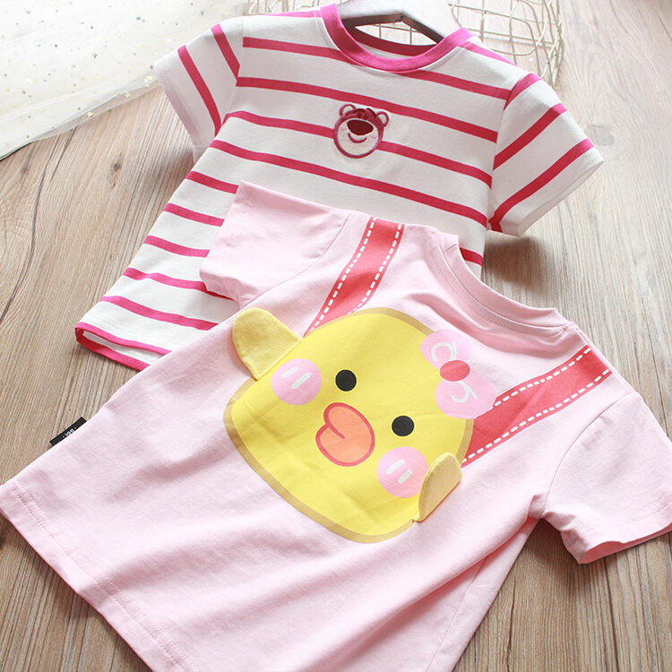 Áo Thun Ngắn Tay Bé Gái Áo Thun Mặc Trong Cotton Em Bé Trẻ Em Mẫu Mới Mùa