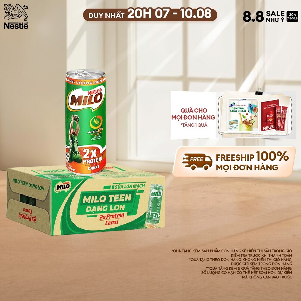 [Nationwide Freeship] Nestlé Barley Milk ®   Milo ®   Cans: 24 Cans X 240 ml (4X6X240Ml)