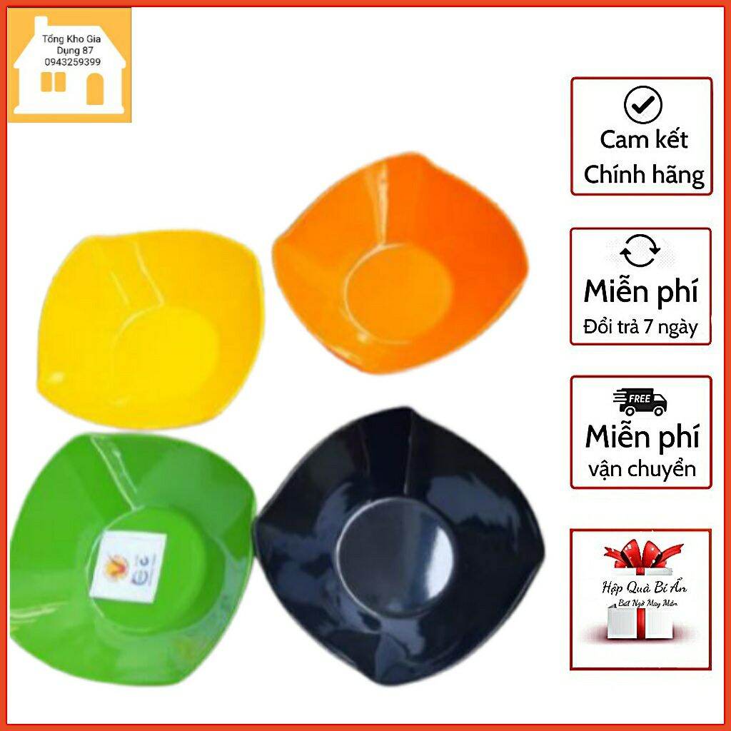 Bát Tô Nhựa Phíp Đựng Chè - Bát Ăn Hoa Quả Dầm -  Mẫu Vuông Lượn Sóng  - Tổng Kho Gia Dụng 87