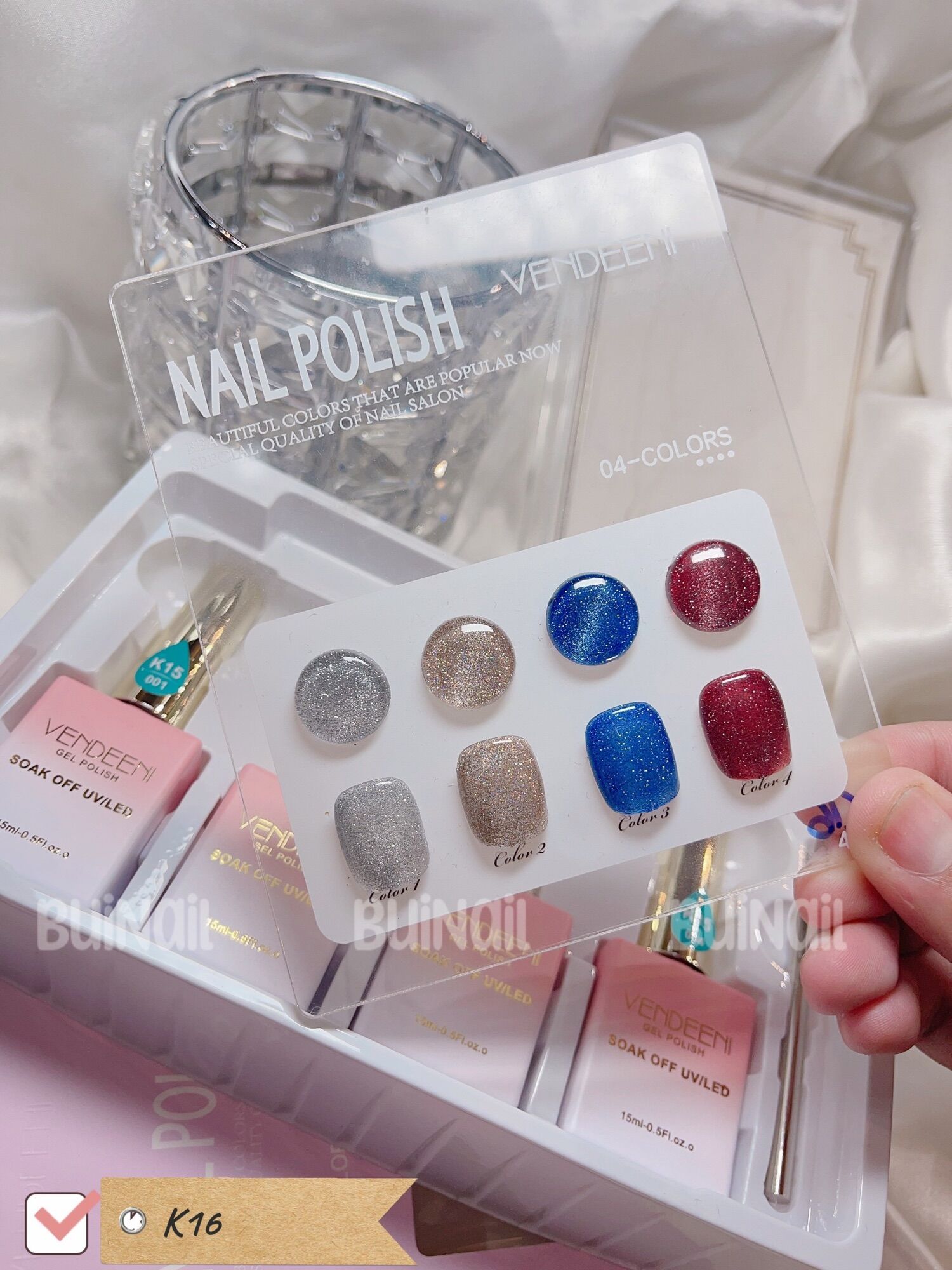 SET SƠN MẮT MÈO 4CHAI VEDENNI K16 (TẶNG KÈM BẢNG MÀU)