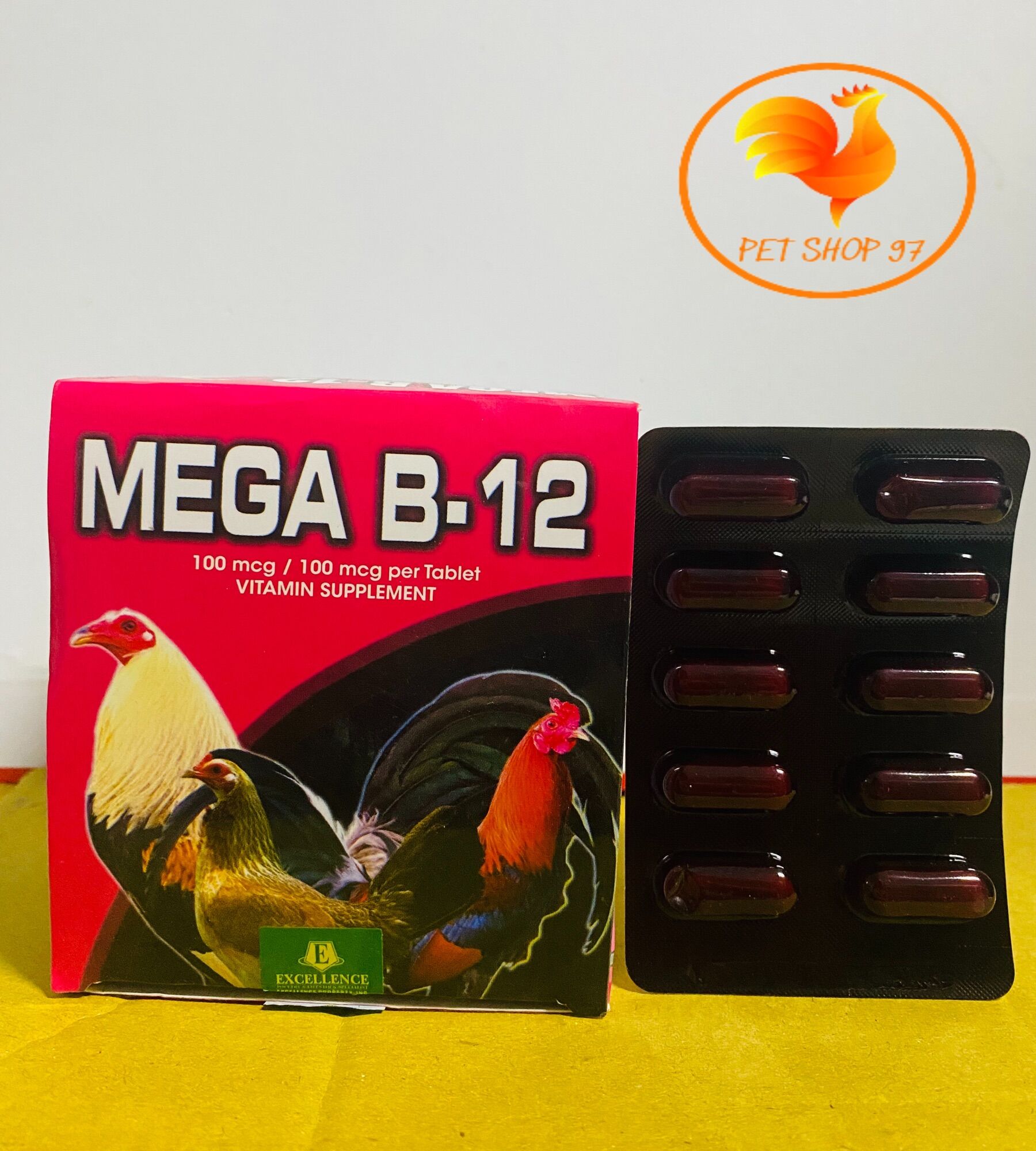 HỘP 10 VỈ 100 VIÊN MEGA B12 VITAMIN CAO CẤP GÀ ĐÁ
