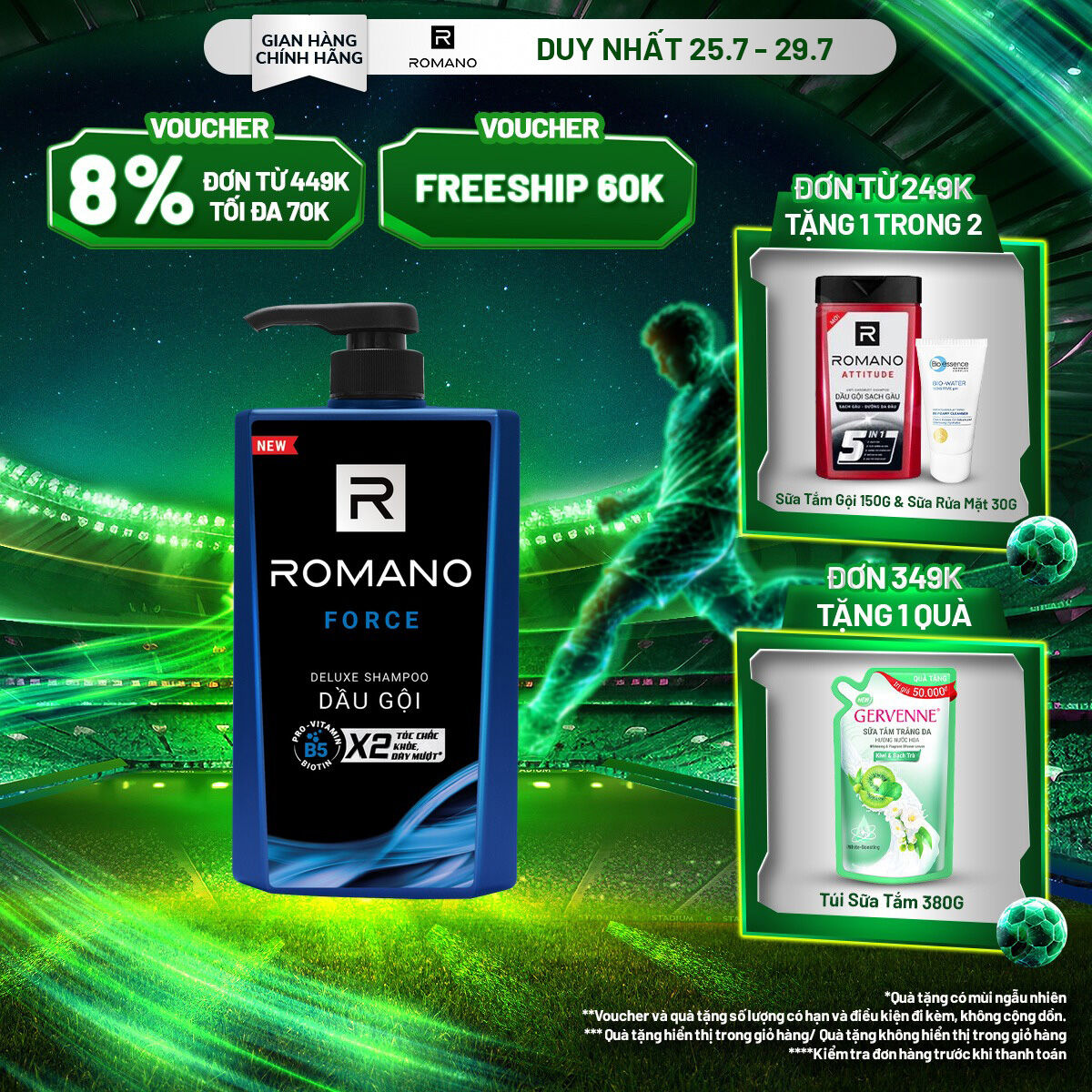 Dầu gội hương nước hoa Romano Force 650g
