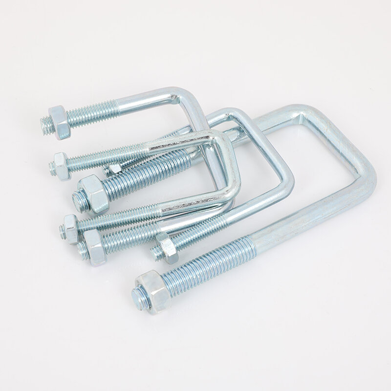 M8 Right Angle U-shaped Card U-Shaped Pipe Clamp Galvanized U-bolt Square Card Rectangular Buckle Pipe Clamp Hoop U-Shaped Card