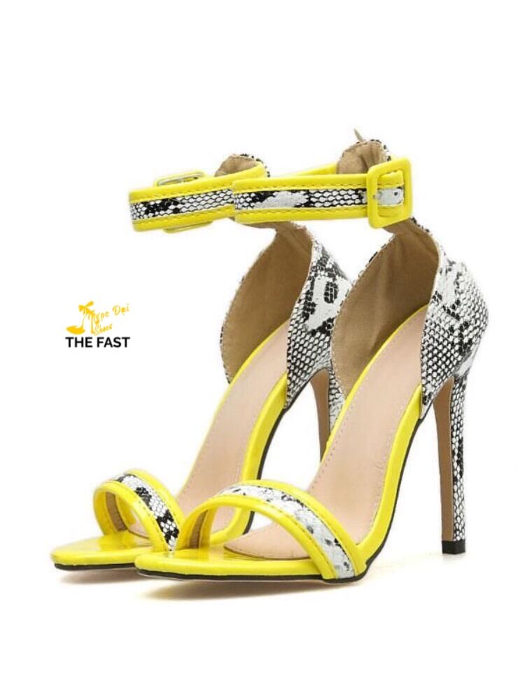 Giày sandals nữ cao gót nhọn phối màu ND155