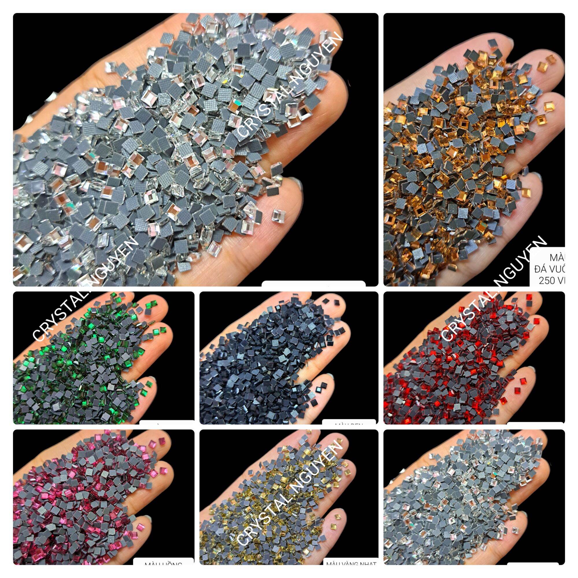 Đá vuông 3mm -đá trang trí nails-đá đính ủi nhiệt trang trí quần áo