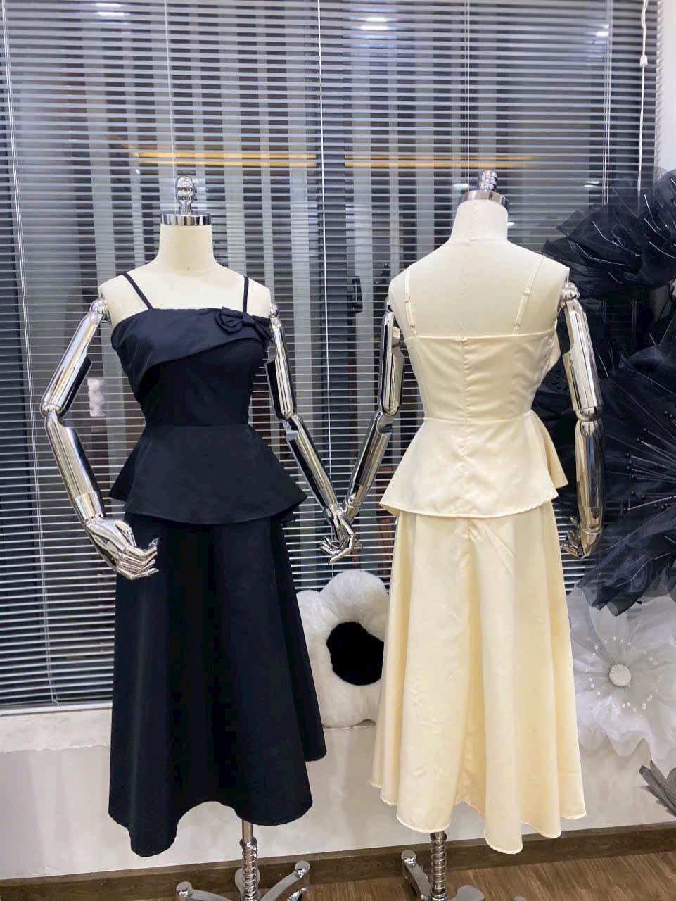 (SHOP TÁO ĐỎ BIGSIZE 50KG ĐẾN 90KG) set áo dây peplum phối váy midi