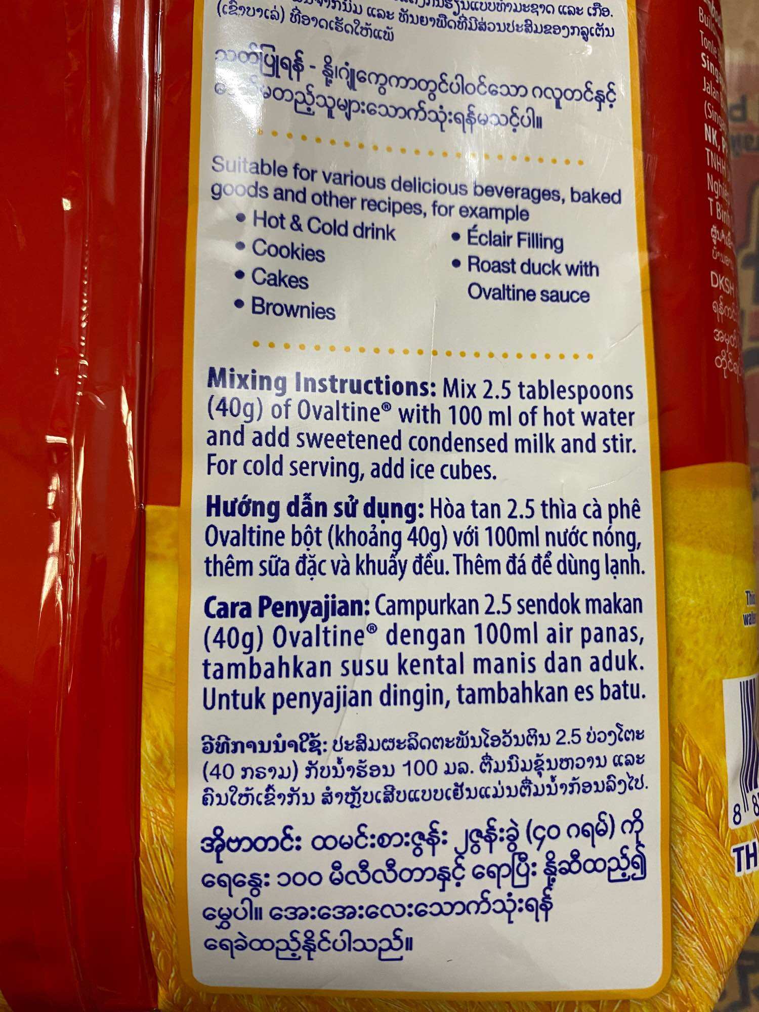 Bột Cacao Lúa Mạch Ovaltine gói 1kg