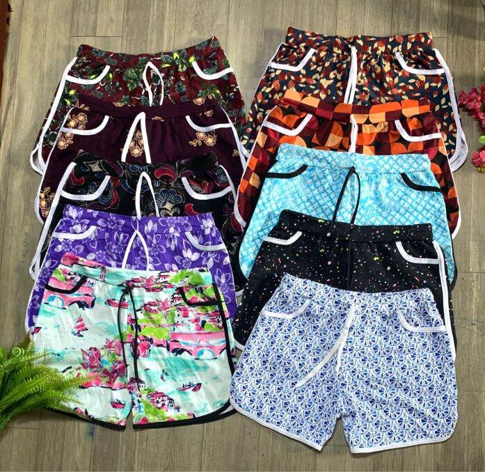 Quần đùi viền hoạ tiết mặc nhà