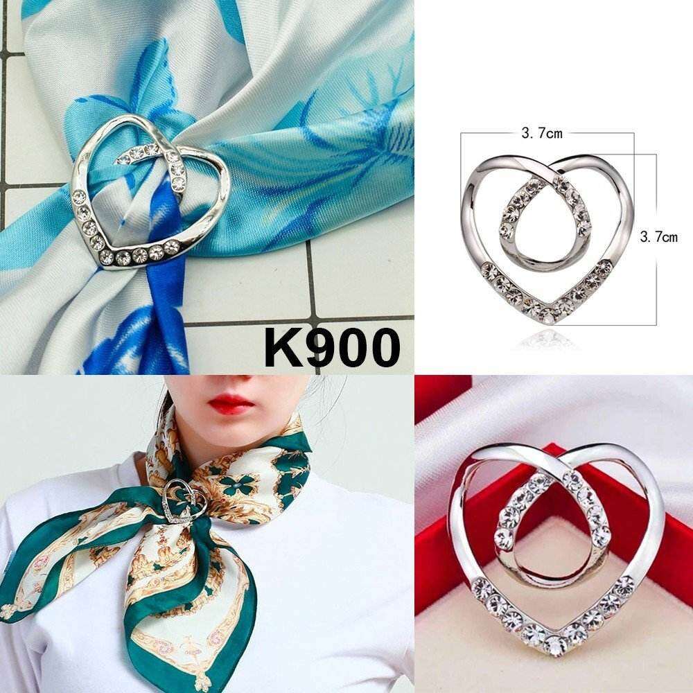 GOTI - Khuy Cài Khăn Quàng Cổ Lụa Bandana Turban Kiểu Nút Thắt Khăn Lụa Choàng Cổ Hình Trái Tim K900