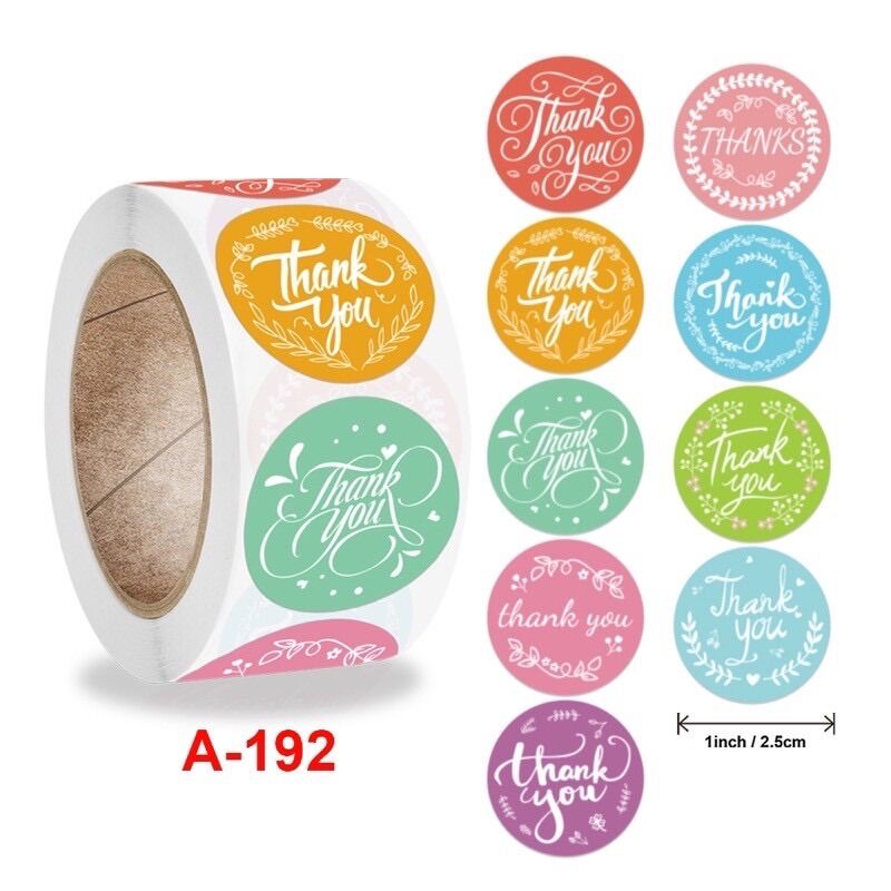 Combo 100 tem sticker dán thank you