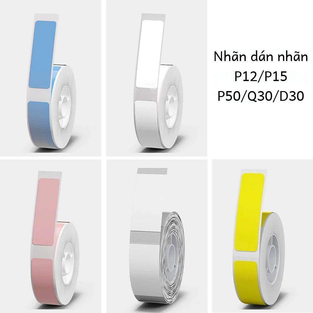 1 Cuộn 12x40mm 14x30mm Nhãn Dán Tự Dính Giấy Nhiệt Tương Thích Với P12/P15/P50/Q30/D30 KingJim LR5C Máy In Nhãn Máy In