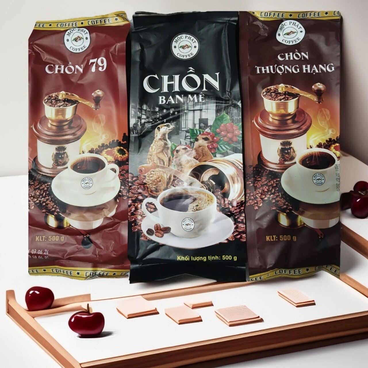 Combo 3 Packages of Dong Phat Coffee (Regular+Ba Mee+Chomen 79), Fragrant, Low in Fat, Dark Color.