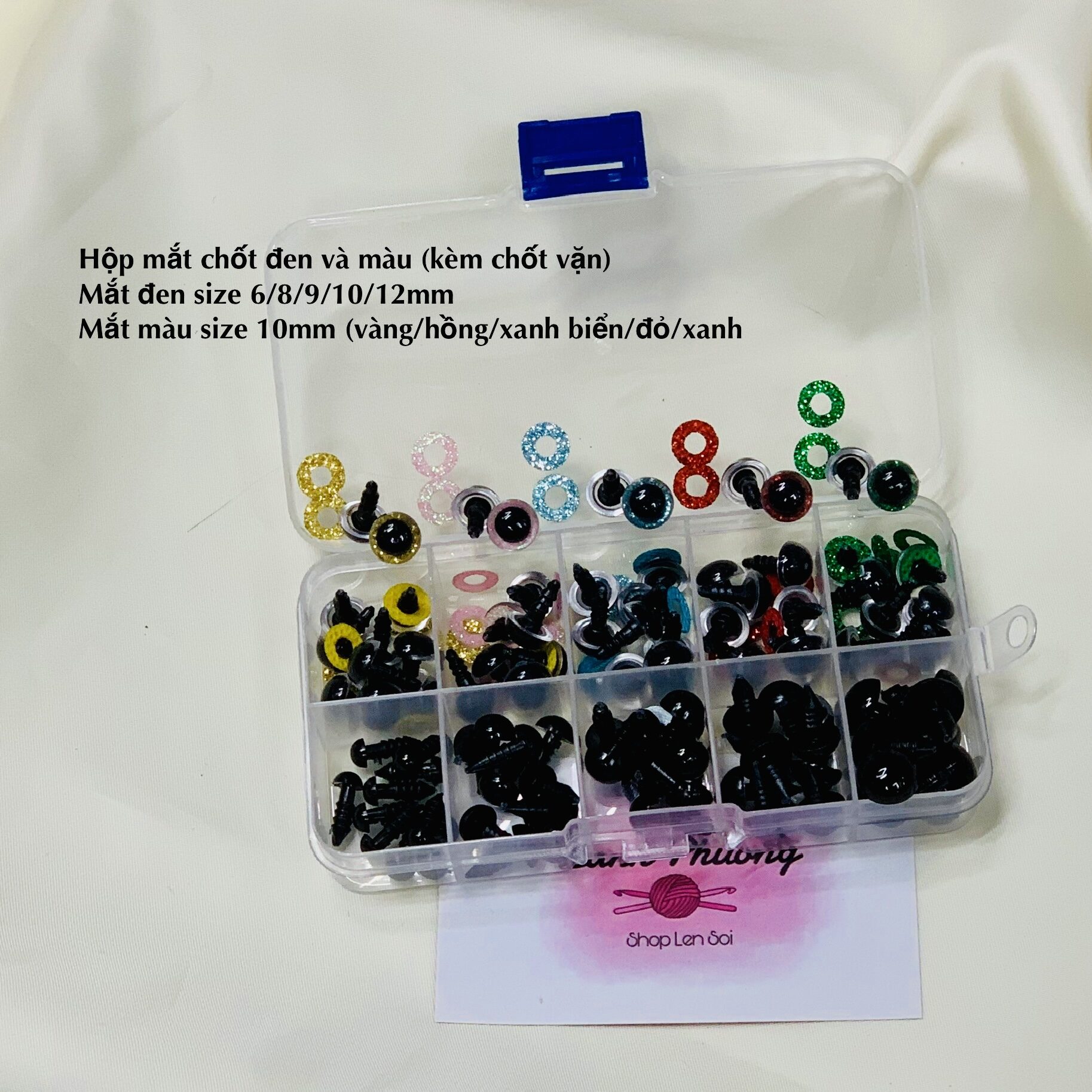 Hộp Mắt Thú Bông Chốt / Khâu/ Dán Nhiều Size