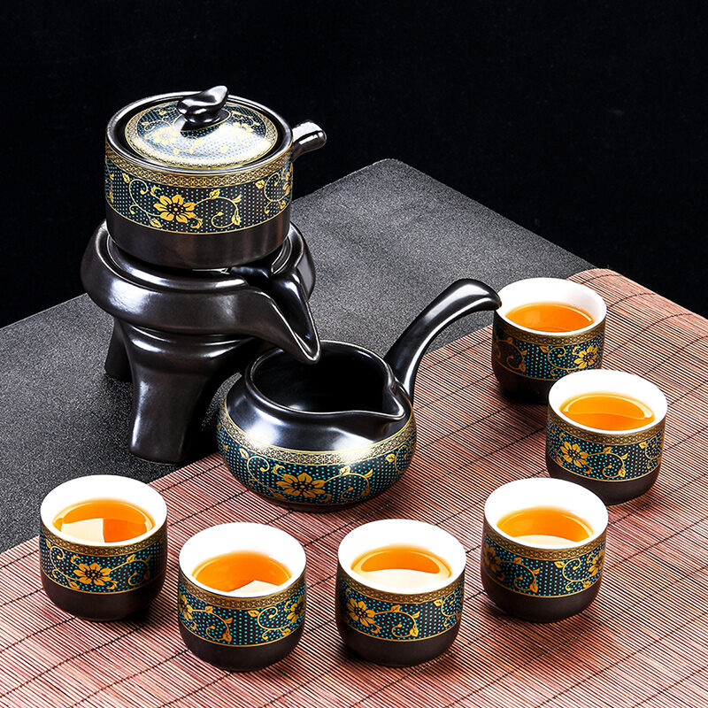 Bộ dụng cụ pha trà kung fu tự động cho người lười ấm pha trà gia dụng dụng cụ pha trà gốm sứ cối xay đá dụng cụ pha trà phụ kiện cốc trà uống trà