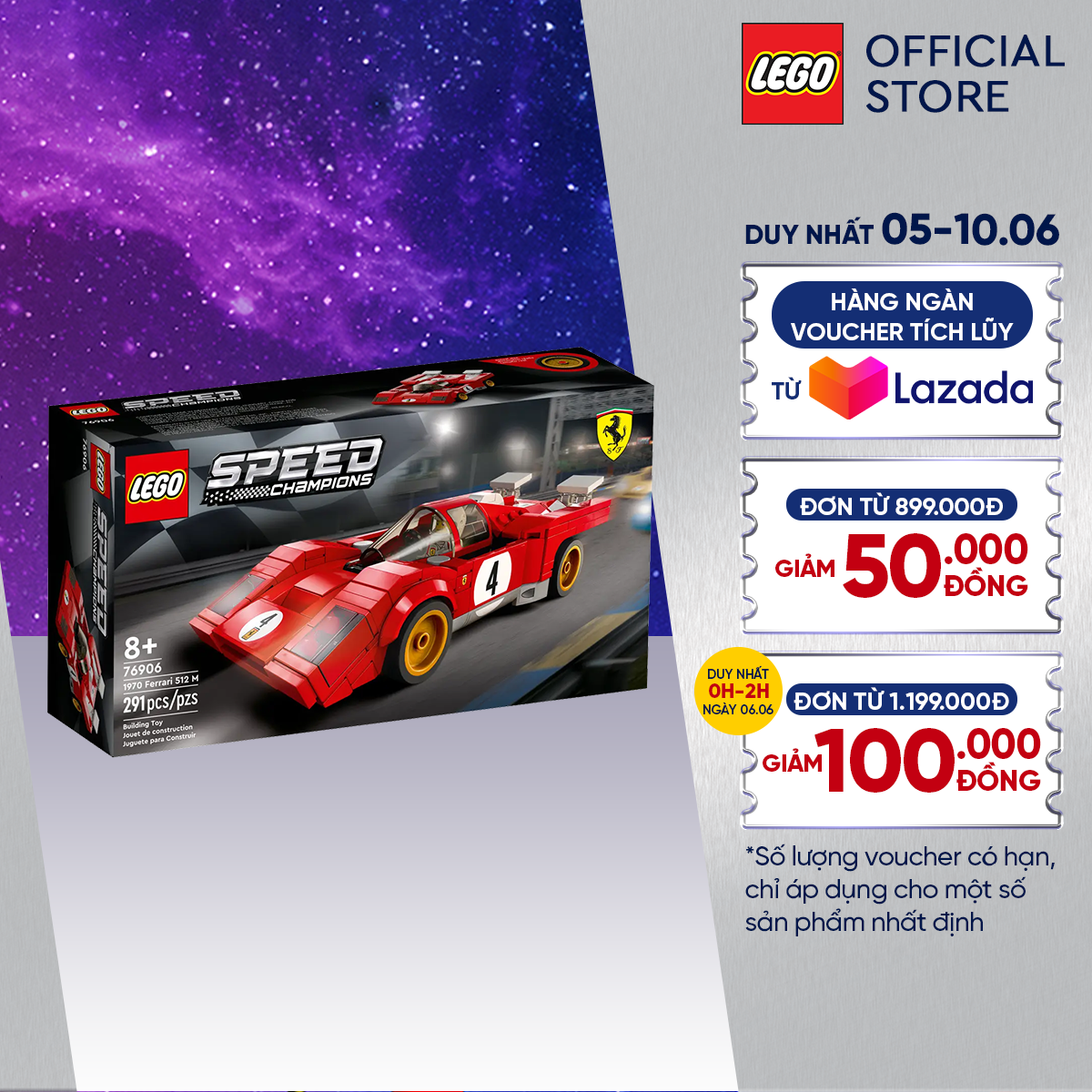Đồ Chơi Lắp Ráp - LEGO Speed Champions 76906 Siêu Xe 1970 Ferrari 512 M (291 chi tiết)