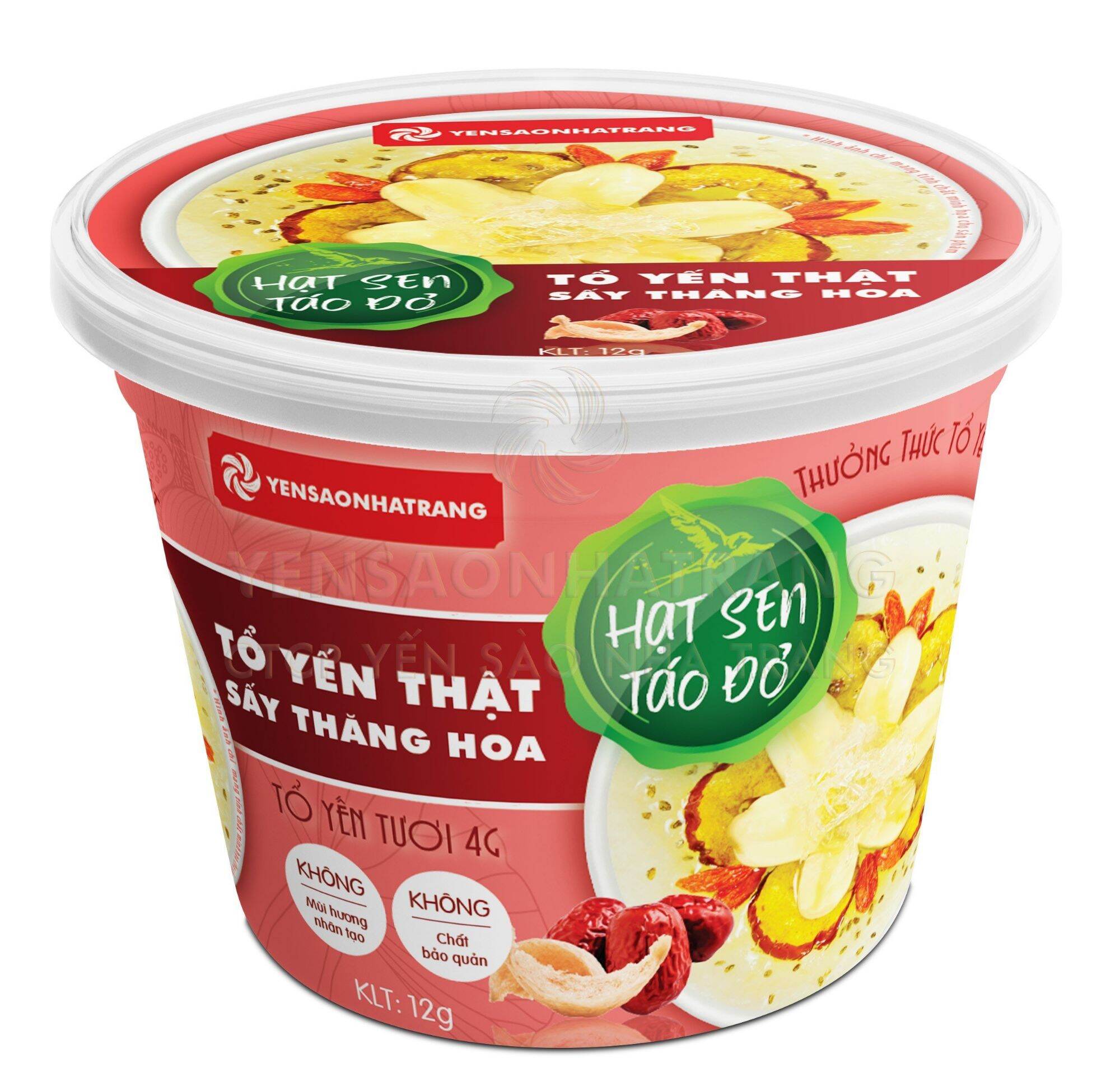 Tổ yến thật ăn liền - sấy thăng hoa - hạt sen táo đỏ 10gr