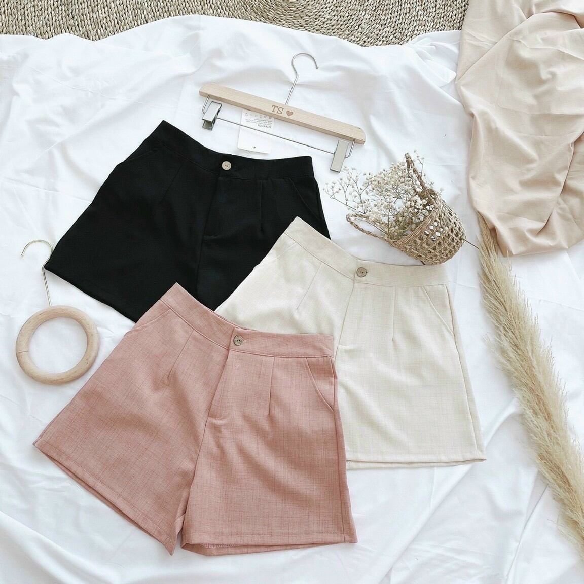 Quần short khoá trước MIE sooc đùi chất đũi SD53
