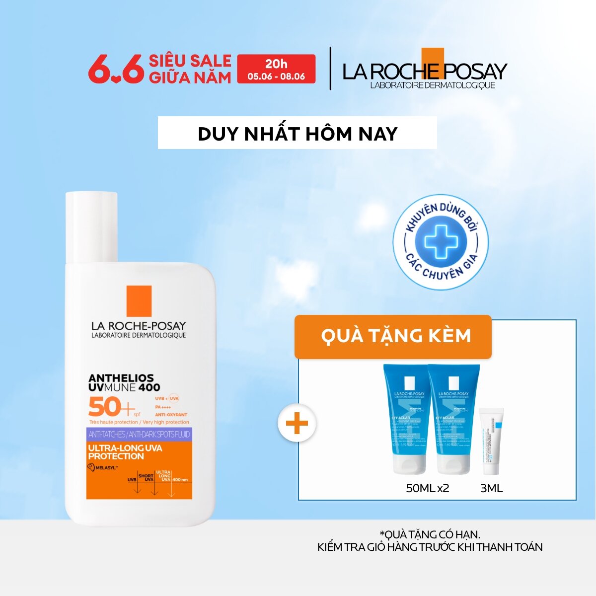 Sữa chống nắng dưỡng sáng da  giảm thâm nám ANTHELIOS UVMUNE 400 ANTI-DARK SPOTS FLUID 50ml