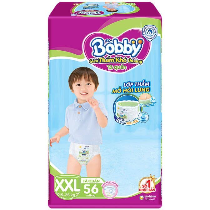 [Hoàn tiền 12%] Tã/Bỉm Quần Bobby M76 - L68 - XL62 -XXL56