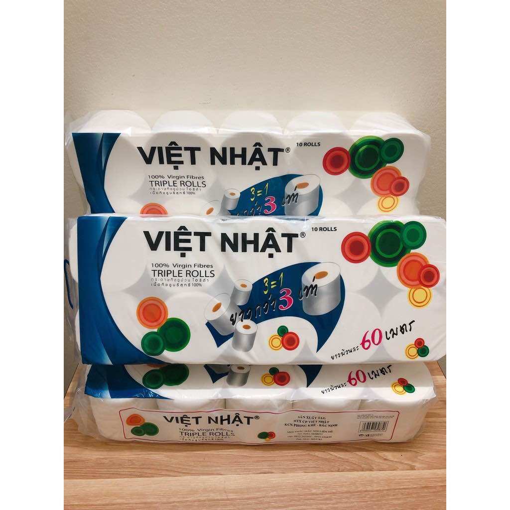 Combo 2 bịch Giấy vệ sinh Việt Nhật 10 cuộn x 3 lớp không lõi