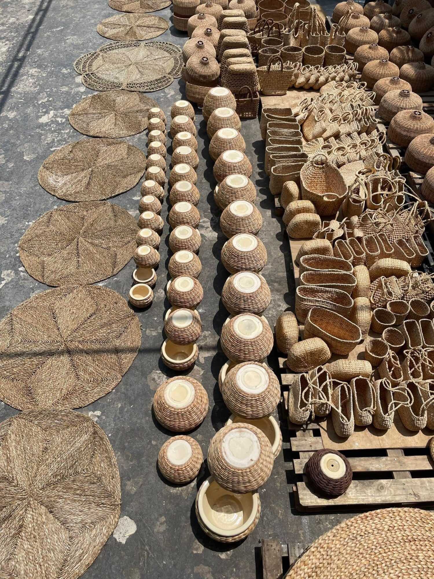 thảm cói hoa thưa các size
