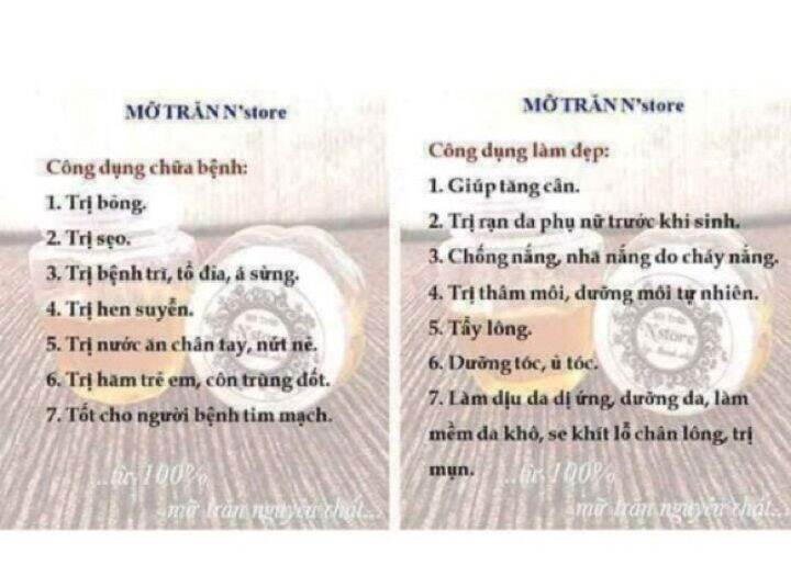 mỡ trăn thanh nhi Nstore nguyên chất 100%