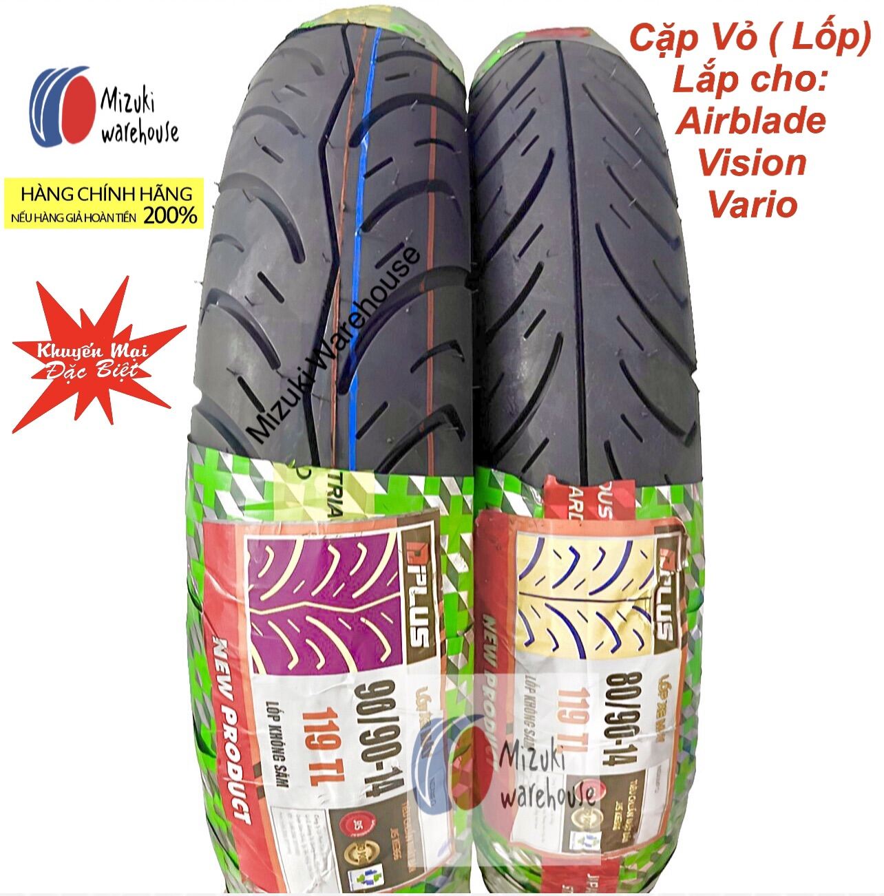 1 Cặp Vỏtrước sau dày dặn ít ăn đinh cho AB, Vario, Vision size 90 90
