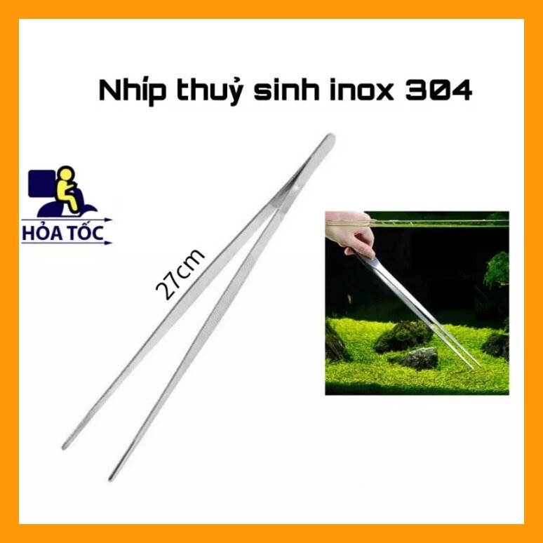Nhíp inox mũi thẳng trồng cây thuỷ sinh 27cm inox 304