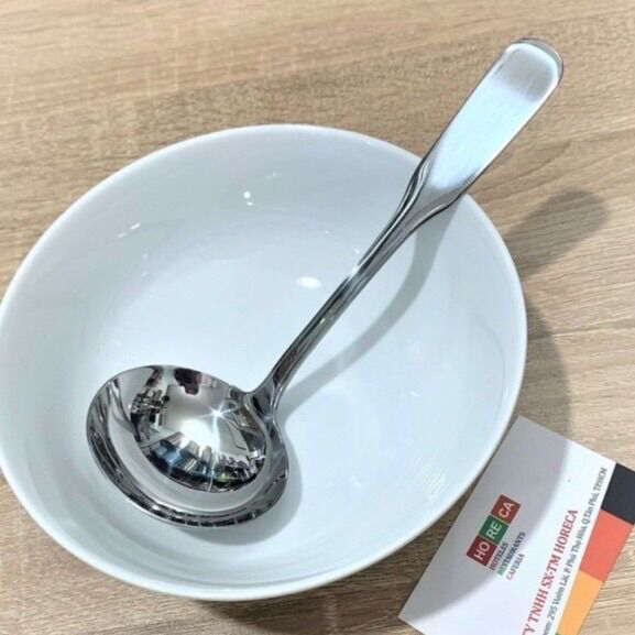 Vá múc canh inox cao cấp rh - loại nhỏ 20.5cm - chuyên dùng cho nhà hàng, vá lẩu inox, vá múc canh cán inox