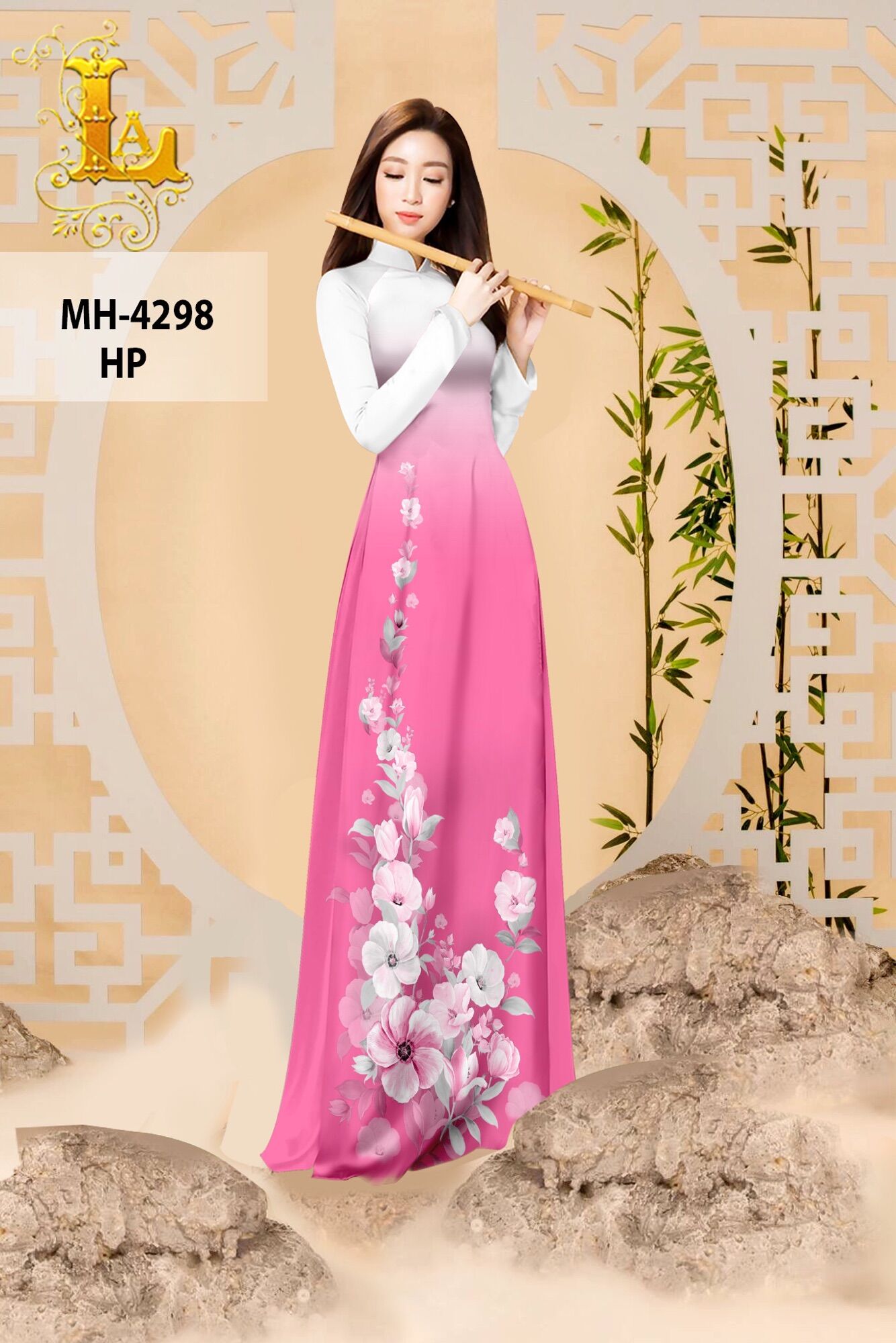 Vải áo dài in hoa 3D