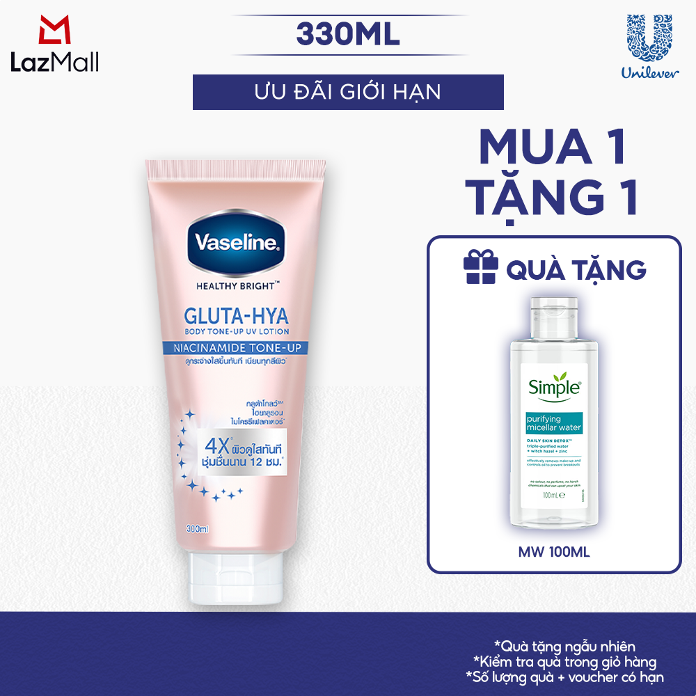 Sữa Dưỡng Thể Trắng Da Vaseline Healthy Bright Dưỡng Da Nâng Tông Tức 50X Spf50+ Pa++++ 300ML dưỡng da/ nâng tông