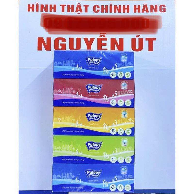 [HCM]Khăn giấy pulppy 5 hộp x 180 tờ