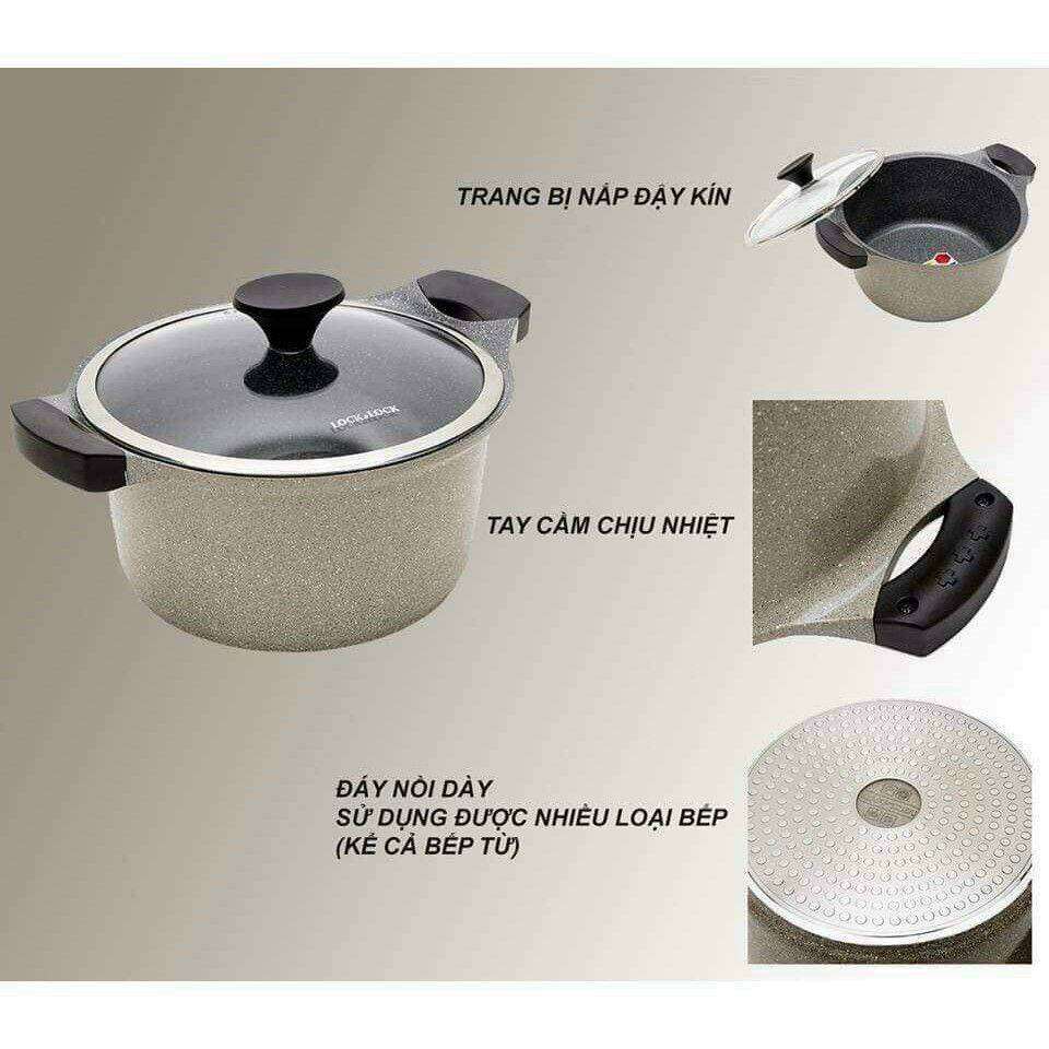 NỒI ĐÁ CAO CẤP LOCK & LOCK Size 24cm - LCA6244D