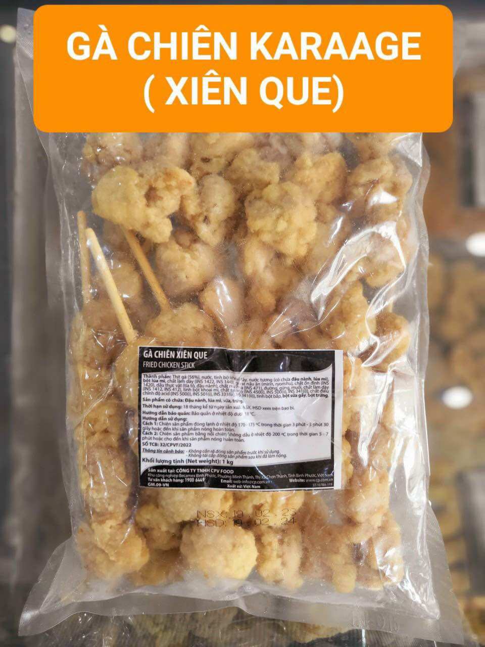 Gà karaage xiên que chiên giòn cp bịch 1kg